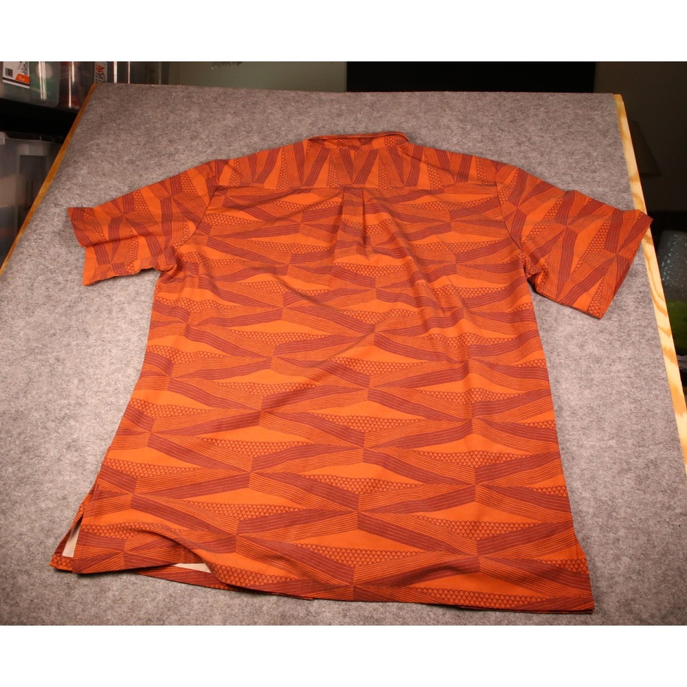 He'olu Lifestyle Collections Mens 3XL Orange Geometric Tribal Button Down Shirt - Picture 2 of 7